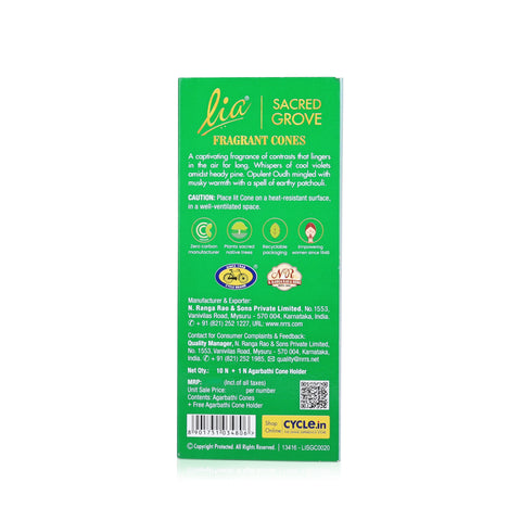 Sacred Grove Pack of 3 Incense Cones - Lia Connoisseur Series