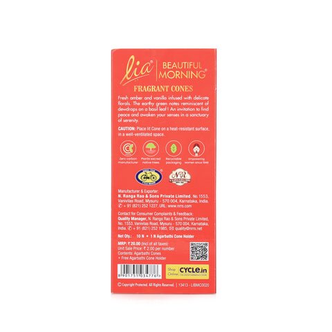 Beautiful Morning Pack of 3 Incense Cones - Lia Connoisseur Series