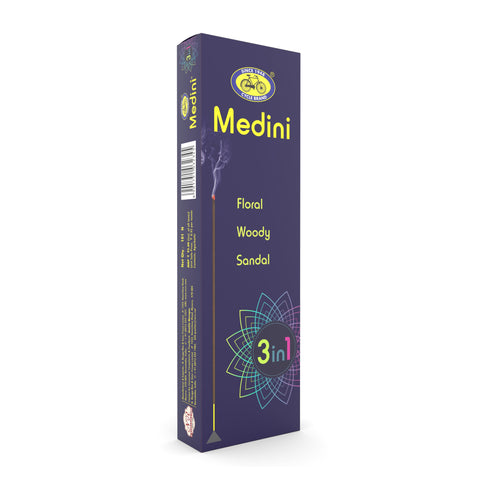 Medini Three in One Agarbatti | Floral, Woody & Sandalwood Assorted Incense Pack