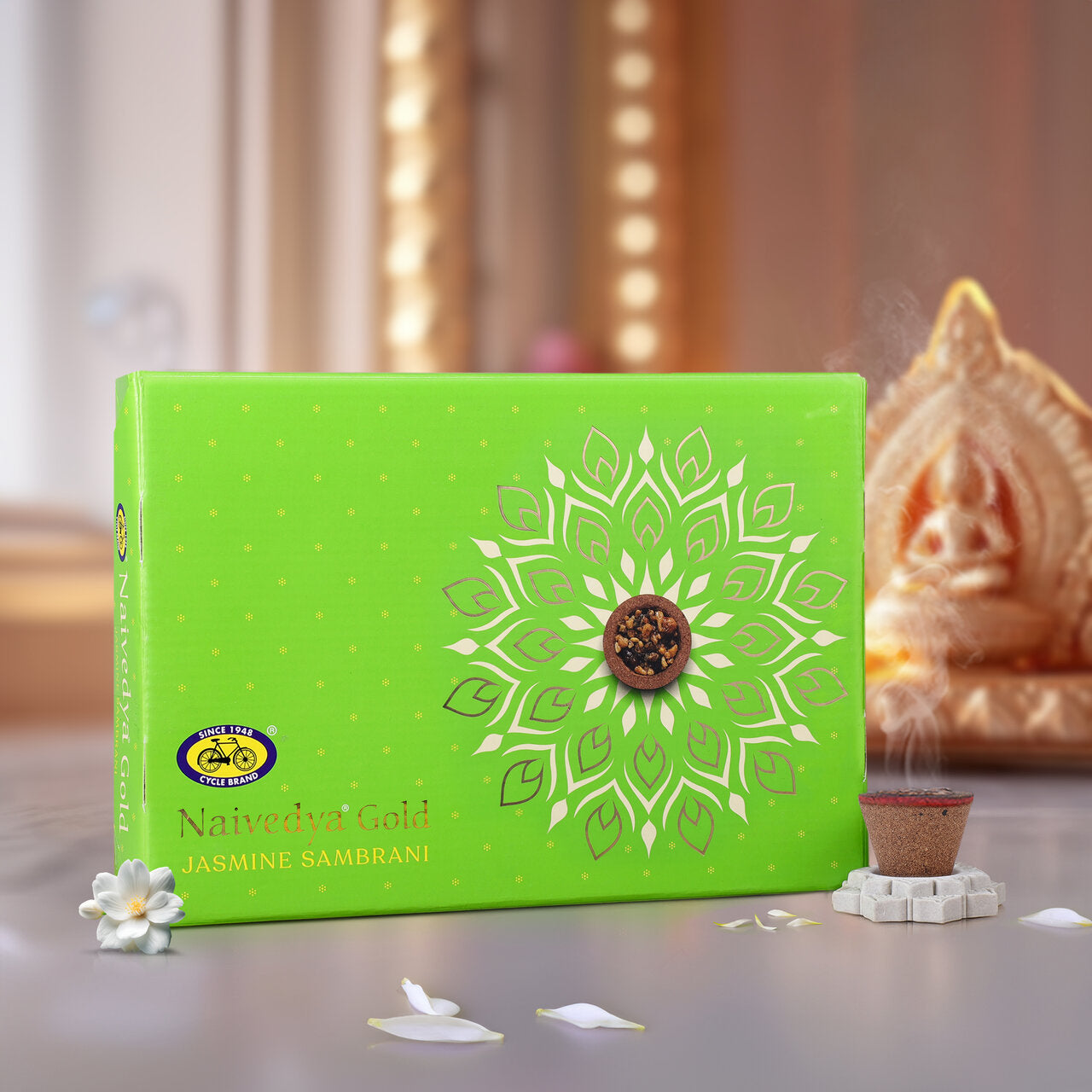 Naivedya Gold Jasmine Sambrani Cups (18 pcs + Holder) – Cycle.in