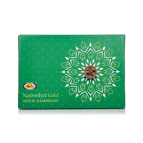 Naivedya Gold Neem Sambrani Cups (Charcoal-free Havan Cups with Neem Fragrance) (18 pcs + Free Holder)