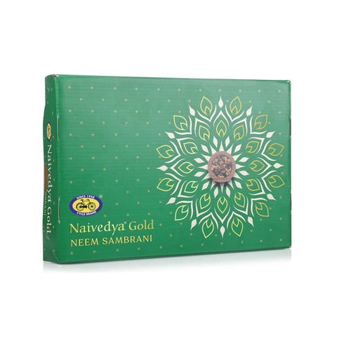 Naivedya Gold Neem Sambrani Cups (Charcoal-free Havan Cups with Neem Fragrance) (18 pcs + Free Holder)