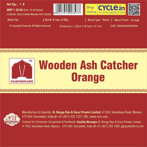 Handcrafted Neem Wood Ash Catcher | Available colors - Black, Orange, Natural