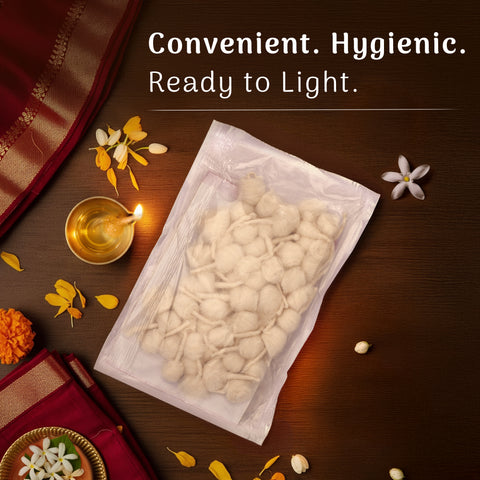 Mogra Watt (Pack of 4) | Ready-to-Light Pure Cotton Wicks