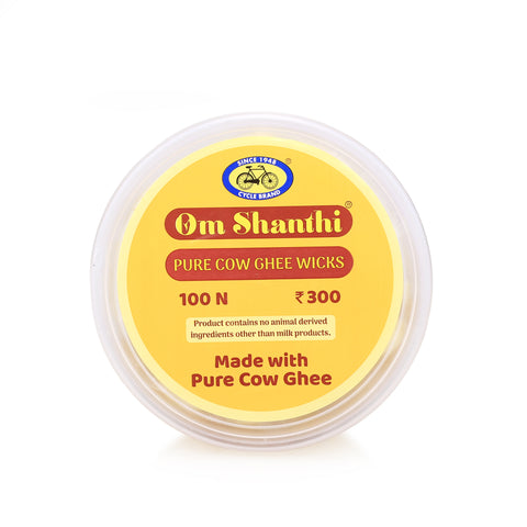 Om Shanthi Cow Ghee Wicks for Puja - Pack of 3