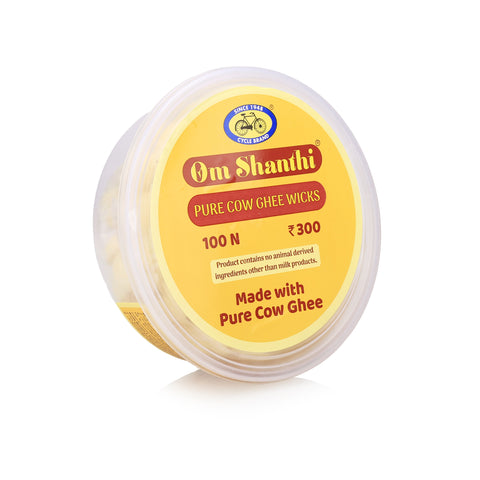 Om Shanthi Cow Ghee Wicks for Puja - Pack of 3