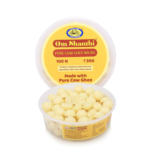 Om Shanthi Cow Ghee Wicks for Puja - Pack of 3