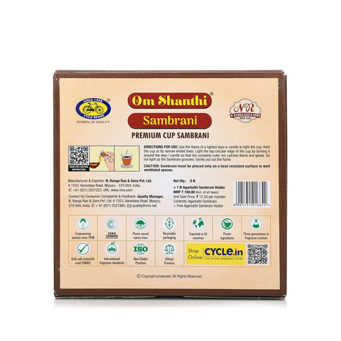 Om Shanthi Premium Cup Sambrani | Dhoop Cups for Puja & Home