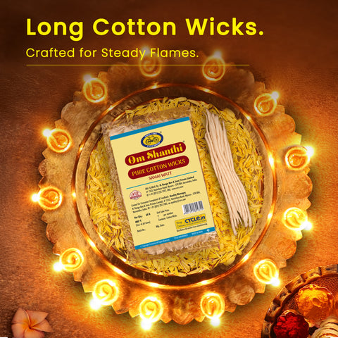 Samai Watt - Pack of 4 | Pure Cotton Wicks for Diyas