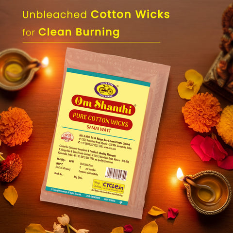 Samai Watt - Pack of 4 | Pure Cotton Wicks for Diyas