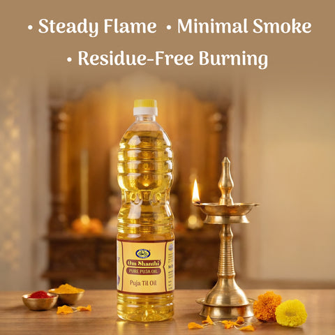 Om Shanthi Pure Puja Til Oil | Sesame Oil for Diyas & Rituals