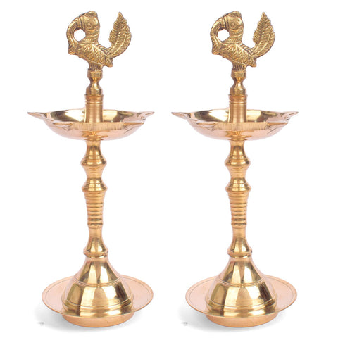 11 Inch Brass Peacock Kerala Diya