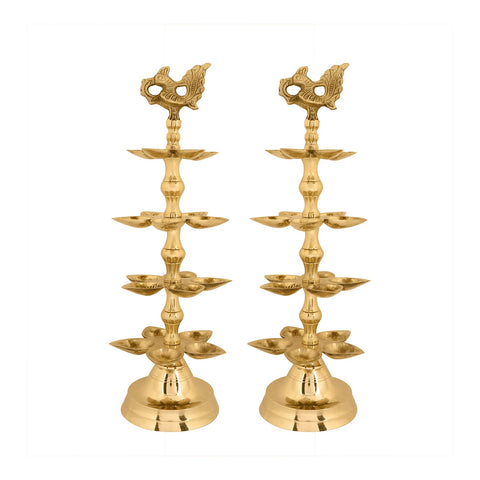 Brass 4 Step Panchmukhi Peacock Kerala Diya