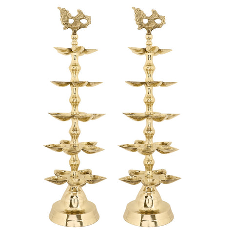 Brass 5 Step Panchmukhi Peacock Kerala Diya