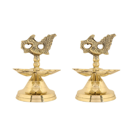Brass 1 Step Panchmukhi Peacock Kerala Diya