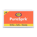 Box of PureSprk matches with an orange and yellow design on a white background