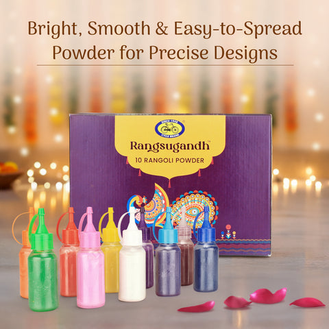 Rangoli Colors with Squeeze Bottles – 10 Colors, 100 g Each