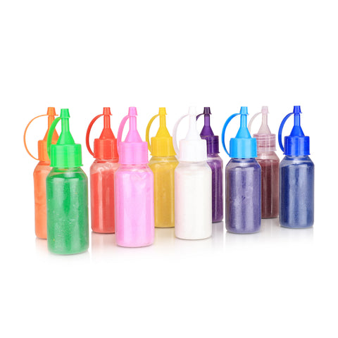 Rangoli Colors with Squeeze Bottles – 10 Colors, 100 g Each