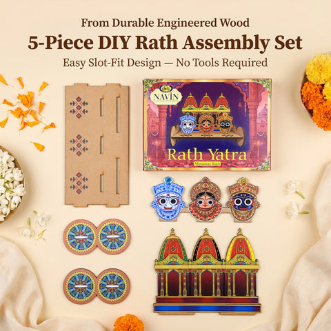 Rath Yatra DIY Wooden Chariot Set (14cm)