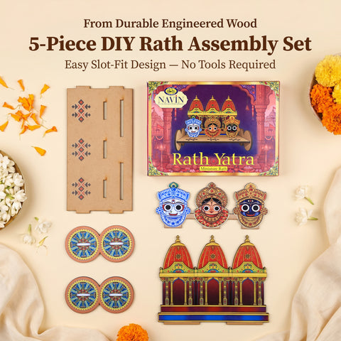 Rath Yatra DIY Wooden Chariot Set (14cm)