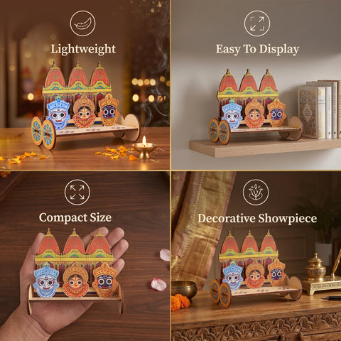 Rath Yatra DIY Wooden Chariot Set (14cm)