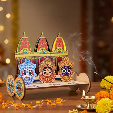 Rath Yatra DIY Wooden Chariot Set (14cm)