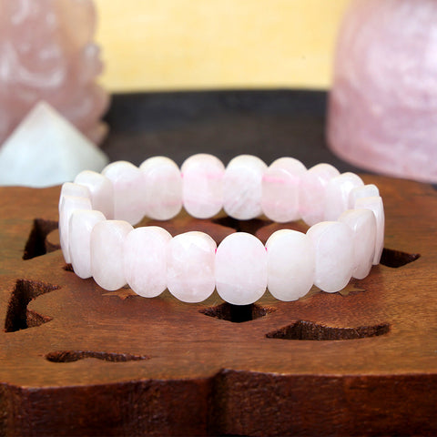Rose Quartz Flat-Beaded Bracelet Stylish Spiritual Wear