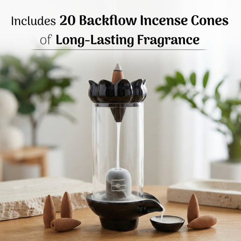 Abhishekam to Shivling Backflow Incense Burner Set with 20 Cones