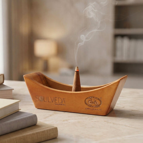 Tub Design Wooden Incense Holder & Ash Catcher | Neem Wood Agarbatti Stand | Heat Resistant & Easy to Clean | Perfect for Pooja, Meditation & Home Décor