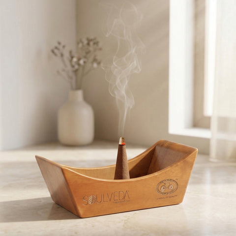 Tub Design Wooden Incense Holder & Ash Catcher | Neem Wood Agarbatti Stand | Heat Resistant & Easy to Clean | Perfect for Pooja, Meditation & Home Décor