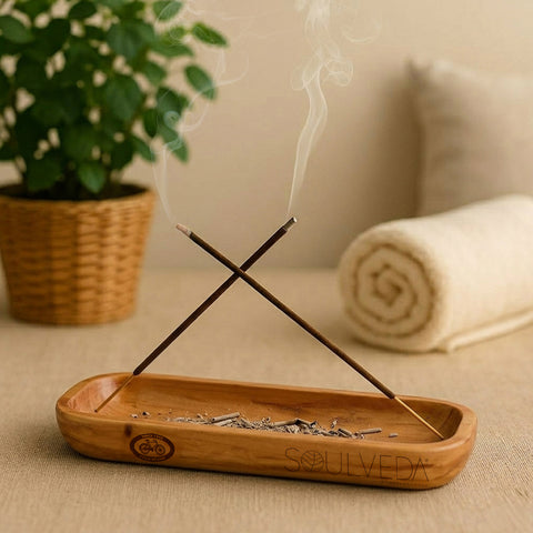 Tray Design Wooden Incense Holder & Ash Catcher Tray | 11 Inch Agarbatti Stand & Incense Stick Holder | Heat Resistant, Easy to Clean | Ideal for Pooja, Meditation, Yoga, Home & Office Decor