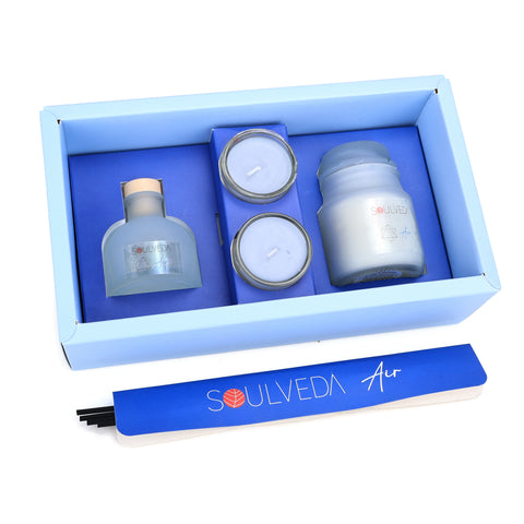 Air Lilium Fragrance Gift Set | 1 Mini Reed Diffuser 45 ml, 1 Jar Candle 80 g & 2 Glass Votives