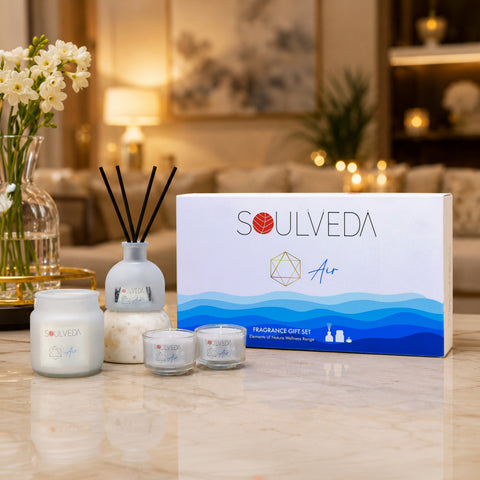 Air Lilium Fragrance Gift Set | 1 Mini Reed Diffuser 45 ml, 1 Jar Candle 80 g & 2 Glass Votives