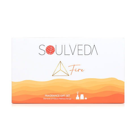 Fire Sandalwood Fragrance Gift Set | 1 Mini Reed Diffuser 45 ml, 1 Jar Candle 80 g & 2 Glass Votives