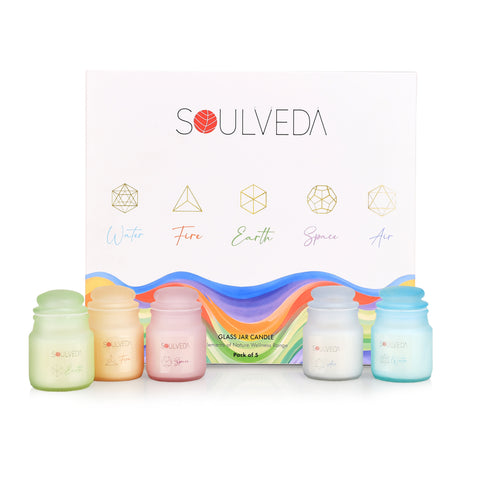 Soul Elements Scented Glass Jar Candle Set | Pack of 5, 80 g Each