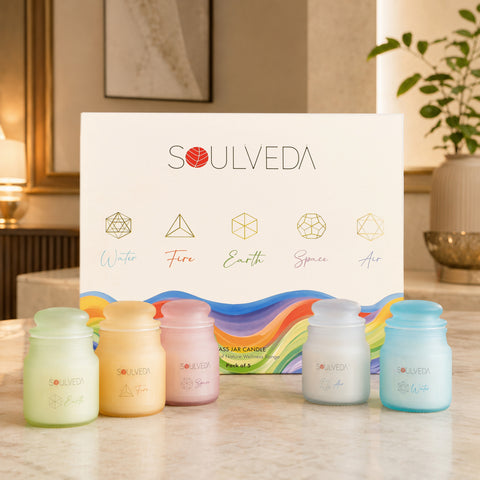 Soul Elements Scented Glass Jar Candle Set | Pack of 5, 80 g Each