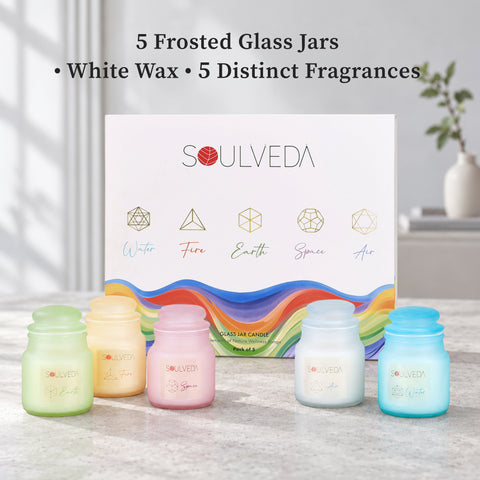 Soul Elements Scented Glass Jar Candle Set | Pack of 5, 80 g Each