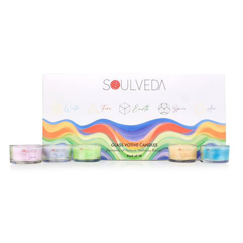 Elements of Nature Wellness Range - Glass Votive Candles | Pack of 10