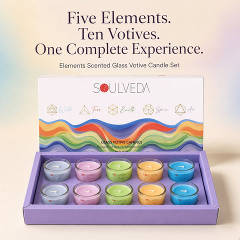 Elements Scented Glass Votive Candle Set | Pack of 10, 16 g Each
