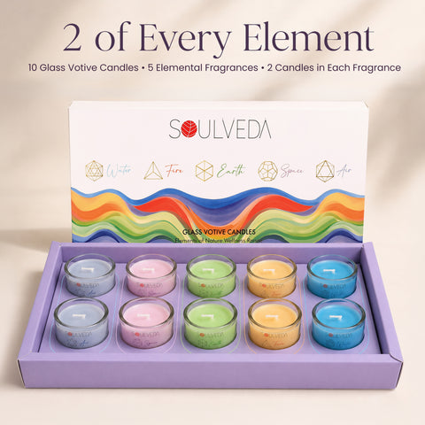 Elements Scented Glass Votive Candle Set | Pack of 10, 16 g Each