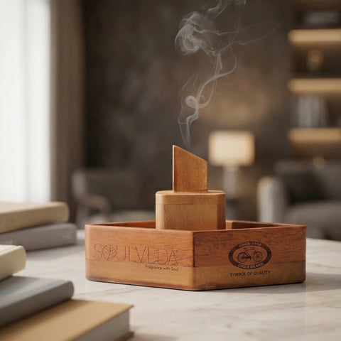 2-in-1 Steamer Boat Wooden Incense Holder & Ash Catcher | Agarbatti Stand & Incense Cone Holder | Heat Resistant, Easy to Clean | Ideal for Pooja, Meditation, Yoga, Home & Office Decor