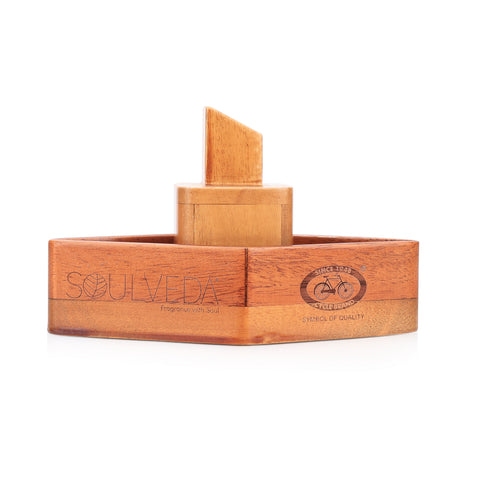 2-in-1 Steamer Boat Wooden Incense Holder & Ash Catcher | Agarbatti Stand & Incense Cone Holder | Heat Resistant, Easy to Clean | Ideal for Pooja, Meditation, Yoga, Home & Office Decor