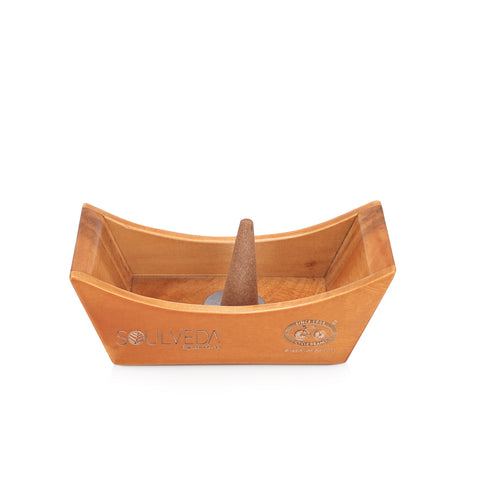 Tub Design Wooden Incense Holder & Ash Catcher | Neem Wood Agarbatti Stand | Heat Resistant & Easy to Clean | Perfect for Pooja, Meditation & Home Décor