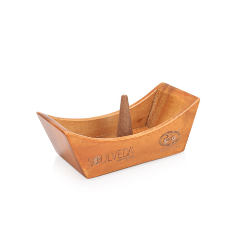 Tub Design Wooden Incense Holder & Ash Catcher | Neem Wood Agarbatti Stand | Heat Resistant & Easy to Clean | Perfect for Pooja, Meditation & Home Décor