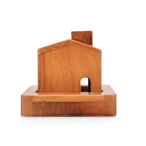 Home Sweet Home Wooden Incense Holder & Ash Catcher | 2-in-1 Neem Wood Holder for Agarbatti, Incense Cones & Havan Cups