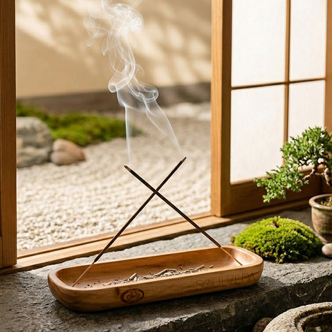 Tray Design Wooden Incense Holder & Ash Catcher Tray | 11 Inch Agarbatti Stand & Incense Stick Holder | Heat Resistant, Easy to Clean | Ideal for Pooja, Meditation, Yoga, Home & Office Decor