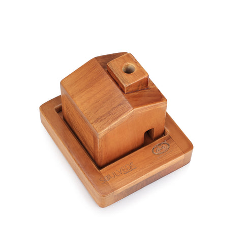 Home Sweet Home Wooden Incense Holder & Ash Catcher | 2-in-1 Neem Wood Holder for Agarbatti, Incense Cones & Havan Cups