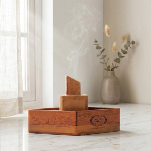 2-in-1 Steamer Boat Wooden Incense Holder & Ash Catcher | Agarbatti Stand & Incense Cone Holder | Heat Resistant, Easy to Clean | Ideal for Pooja, Meditation, Yoga, Home & Office Decor