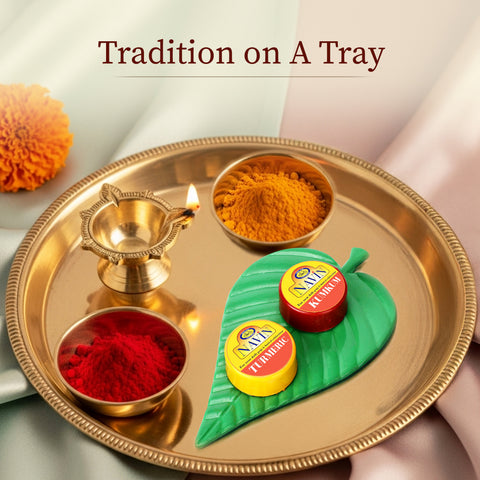 Leaf-Style Thambulam Kit with Kumkum & Turmeric 10 nos (Pack of 2)