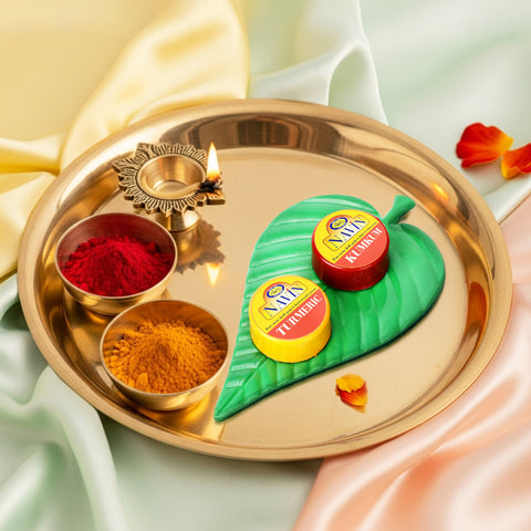 Leaf-Style Thambulam Kit with Kumkum & Turmeric 10 nos (Pack of 2)
